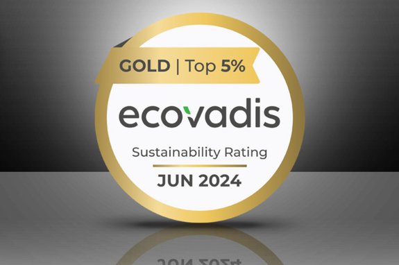 EcoVadis Gold Auszeichnung – Nachhaltige und soziale Unternehmensverantwortung - Umicore Metal Deposition Solutions - Goldmedaille 2024